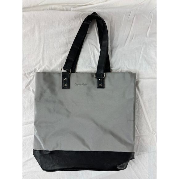 Calvin Klein Collection Nylon Tote Bag Silver with Black Trim - Picture 5 of 12